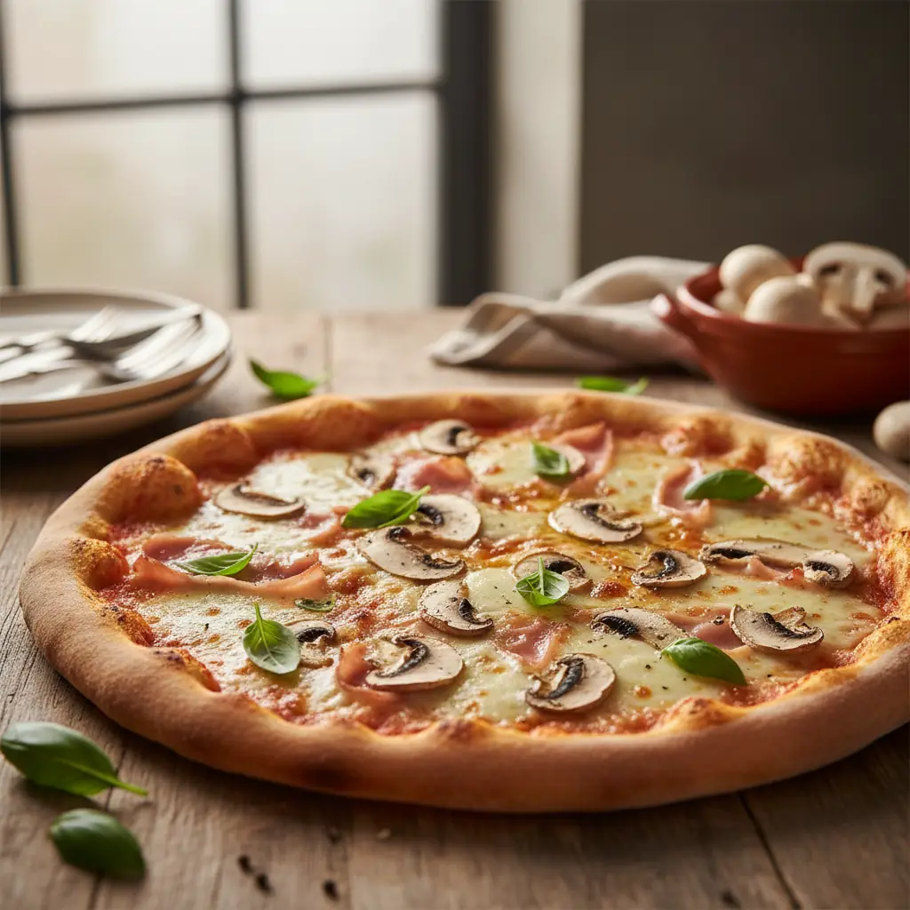 Pizza prosciutto e funghi