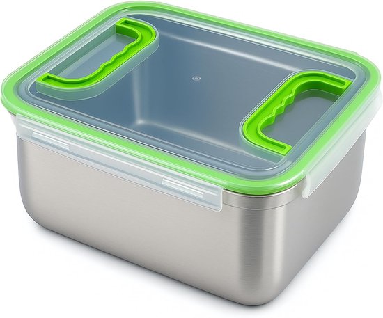 immer Roestvrijstalen voorraaddoos – Luchtdicht en lekvrij vershouddoos, 18/8 RVS, vaatwasserbestendig, ovenbestendig tot 250°C, grote bewaardoos voor meal prep, marineren & deeg laten rijzen (6 L)