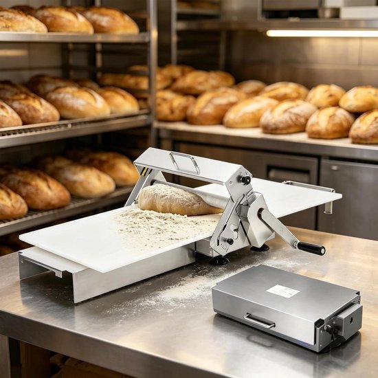 Deegroller - Deegpers Deegmachine - Bakkerij Gebruik - Instelbare Dikte - 0.5-25 mm - Zilver