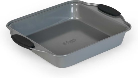 Hobbs RH01913EU Pearlised Square Pan, Pearl Effect Non-Stick Coating, 27cm, Silicone Non-Slip Handles, Baking Tin for Brownies, Flapjacks, Roast Vegetables & More, Carbon Steel, Matte Grey