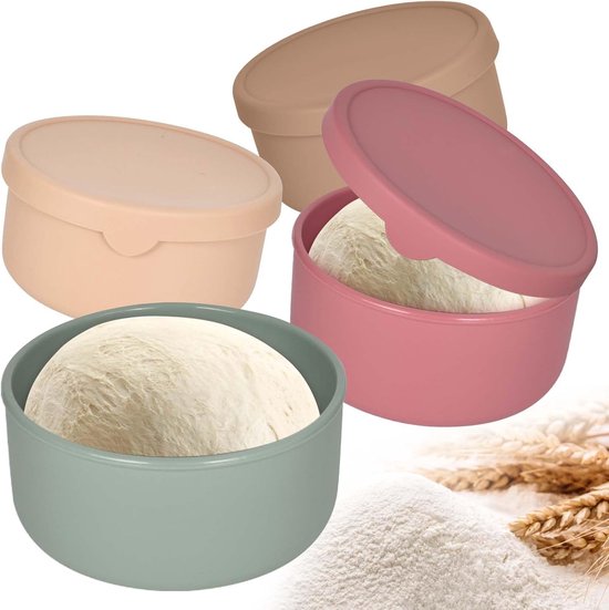 Set van 4 GärBoxen voor Pizzadeeg, Ruimtebesparende Silicone Dozen, Ideaal voor Pizza Accessoires en Deegbewaring