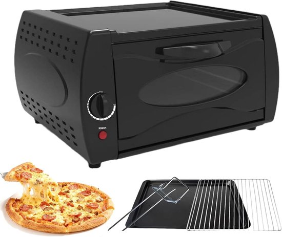 Elektrische Oven - Aanrecht Oven - Pizza Bakken - Instelbare Temperatuur - 15L Capaciteit - Zwart