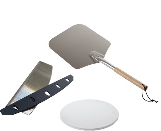 Pizza set Compact - pizzasteen 29,5 cm, pizzaschep, pizzames