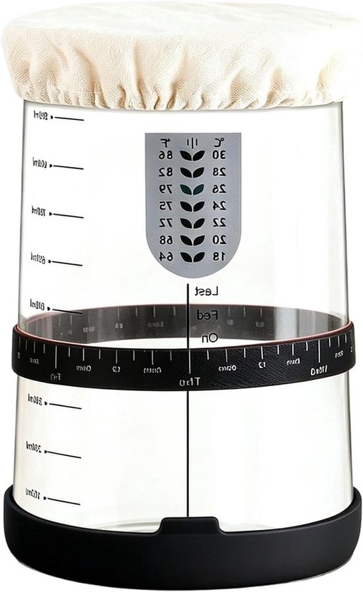 Zuurdesem Starter Pot - Fermentatiepot Deegbak - Broodbakken Thuis - Helder Glas Zichtbare Bubbel - 25L x 15B cm - Transparant