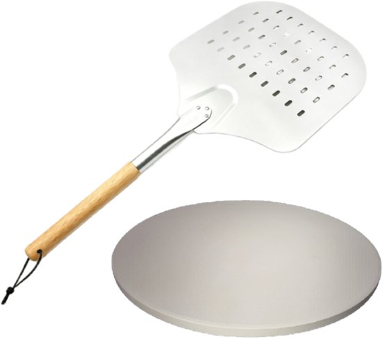 Kamado Essentials - Pizzasteen 38CM met Pizzaschep - Pizzabundel Large 21" - Kamado - BBQ Accessoires