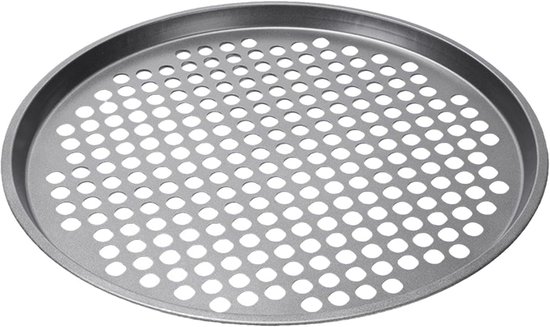 Pizzabodem Bakplaat - Perforatie Bakplaat - Pizza Bakken - Gegalvaniseerd Staal - 26 cm - Zwart