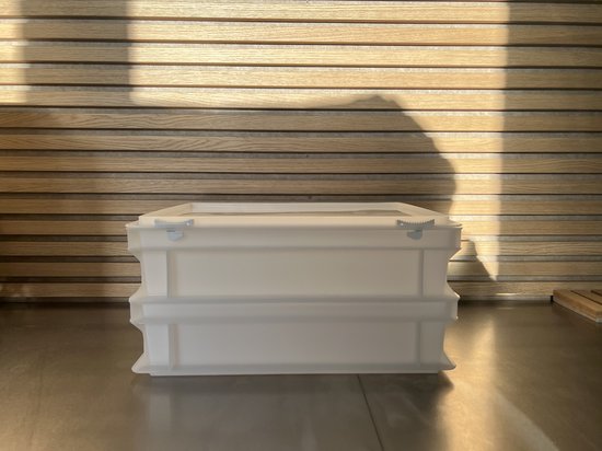 2 x Deegkrat - Pizza deegbakken 40x30x10cm wit met 1 deksel inclusief scharnier