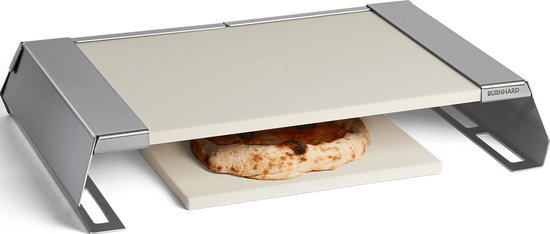 Pizza-opzetstuk gasbarbecue BURNHARD® roestvrij staal, cordieriet-pizzastenen, snelle warmteverdeling, eenvoudig op te bergen, perfect voor FRED & EARL modellen – Beste pizza-opzetstuk