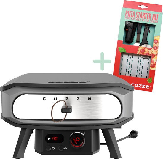 Cozze® 17" Elektrische pizza oven met roterende steen en deur, 230V, Premium pizza oven inclusief GRATIS pizzaset