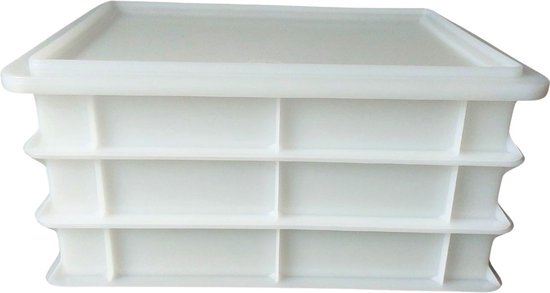 3 x Deegkrat - Pizza deegbakken 40x30x7cm wit met 1 deksel