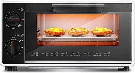 Mini Oven - Kleine Oven Elektrisch - Bakken en Grillen - Dubbele Glazen Deur - 10 Liter - Rood