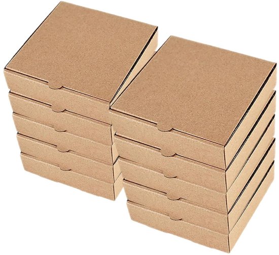Mini Pizza Dozen - Verpakking Snacks - Presentatie Gerechten - Gemakkelijk Monteren - 16x16x4 cm - Lichtbruin