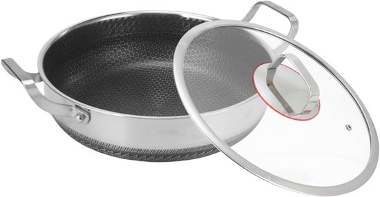 Nonstick Deep Frying Pan - Non Stick Frying Pan With Lid, Stainless Steel Kitchen Cookware With Lid, Big Fryings Pans | For Home Restaurant Camping Searing Baking Stir-Fry Omelette Fish Eggs Pancakes