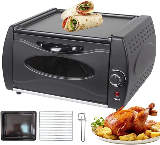 Elektrische Oven - Mini Oven - Pizza Bakken - Temperatuurregeling - 15L Capaciteit - Zwart