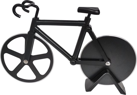 Mako Pizzasnijder Fiets - Zwart - Pizza Snijder - Pizza Fiets - Pizzames - Pizza Accessoires - Pizza Cadeau - Fiets Gadget