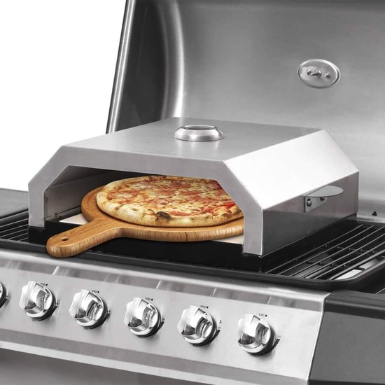 Pizzaoven Buiten - Draagbare Oven - Lekkere Pizza's Bakken - Met Keramische Plaat - 45 x 405 cm - Zwart Zilver
