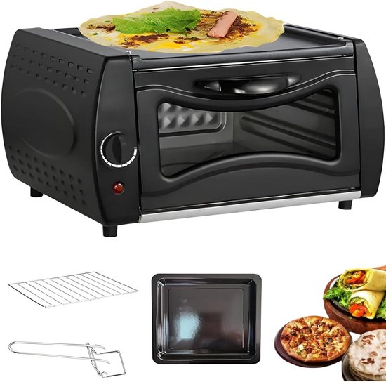 Elektrische Oven - Mini Keukenoven - Pizza Bakken - Antiaanbaklaag - 15 Liter - Zwart