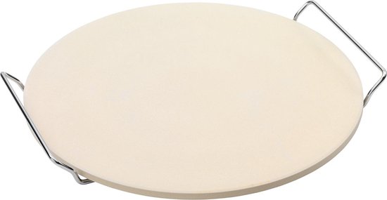 Point-Virgule - Pizzasteen - cordieriet - met metalen houder - geschikt voor barbecue - 34cm