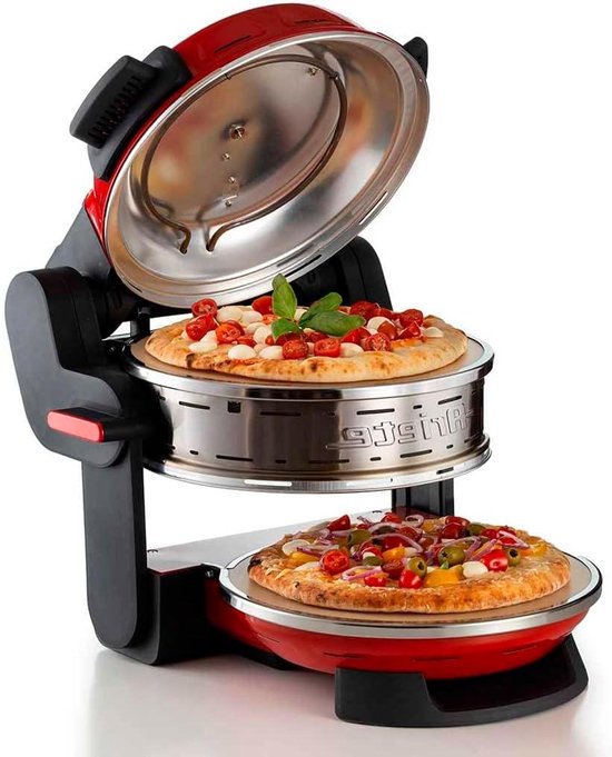 Dubbele Pizzaoven - Mini Oven - Thuis Pizza Bakken - Dubbele Steen Ontwerp - 32 cm Diameter - Rood