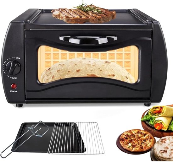 Elektrische Oven - Pizza Maker - Thuis Koken - Snelle Verwarming - 15L Capaciteit - Zwart