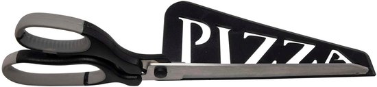 Cookinglife Pizzaschaar - Pizzasnijder - Pizzaknipper - 2 in 1 Pizzaschep - Pizza Cutter - Pizzames van roestvrij staal - RVS - Zwart - Antislip - 30 cm