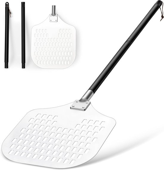 Pizza Slider - Pizzaschep Peel - Pizza Bakken - Perforated Aluminium - 30.5 cm - Zilver