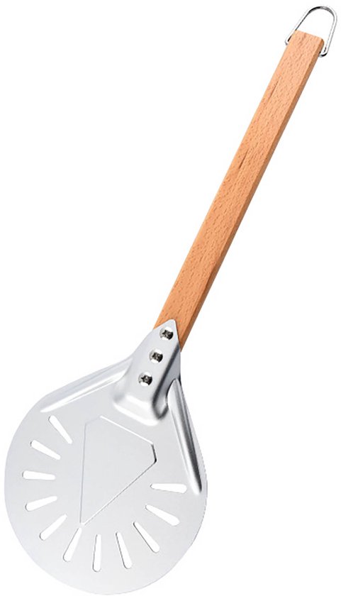 Pizzaschep - Pizza draaischep - Pizzadraaier van aluminium - Met houten handvat - 57,5 cm - Pizzaschep Barbecue - Pizzaschep voor zelfgemaakte - Stabiel - BBQ Accessoires - 1 Stuk