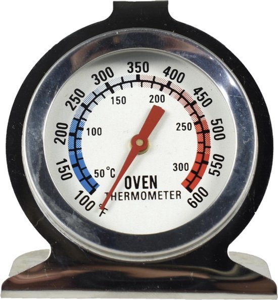 Azalia Roestvrijstalen Oven Thermometer, Geschikt voor Heteluchtovens, Gas-, Elektrische-, Pizzaovens, Airfryers en Kookplaten - Makkelijk Afleesbaar Display