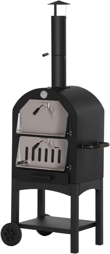 DD Pizza Oven Buiten - Pellet Pizza oven - Houtgestookte - 54x161x161cm - Zwart