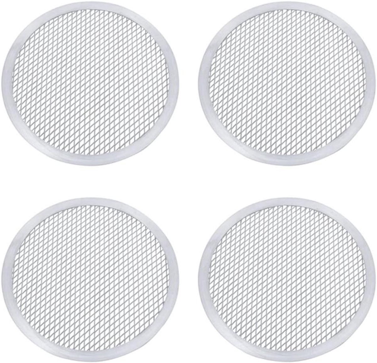 Pizza Scherm Set - Bakplaat Rooster - Knapperige Pizza Bodem - Aluminium Vlechtwerk - 4 Stuks Ø 25 cm - Zilver