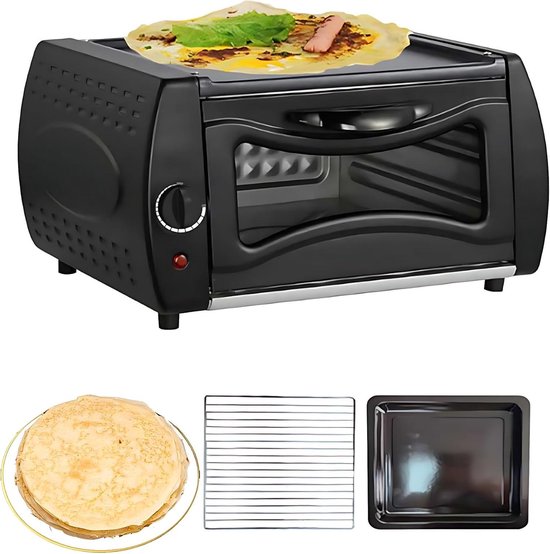 Mini Oven - Pizza Maker - Thuis Bakken - Non-stick Plaat - 14 Liter - Zwart