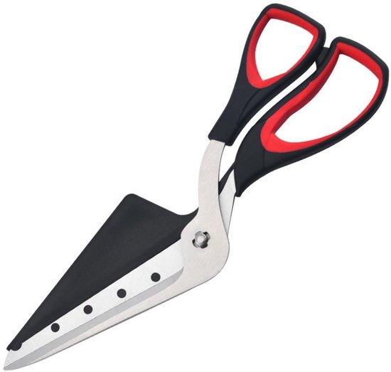 EXCITAT Pizzaschaar - Pizzasnijder - Met scherp roestvrijstalen mes en zachte handgreep - Multifunctionele keukenschaar - 27 cm - Rood