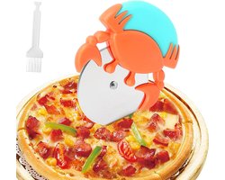 Grappige RVS Pizzasnijder met Stabiele Handgreep en Schoonmaakborstel, Ideaal voor Huishoudelijk Gebruik en Cadeau Ideeën