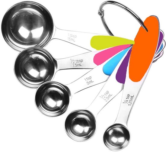 Stainless Steel - Measuring Spoons - Set of 5 - Stackable Set - Measuring Utensil Set - For Cooking and Baking