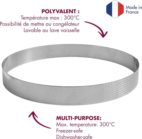 Perforated Cake Circle - Ø 18 cm - Professional Quality Baking Tool - Stainless Steel - French Design