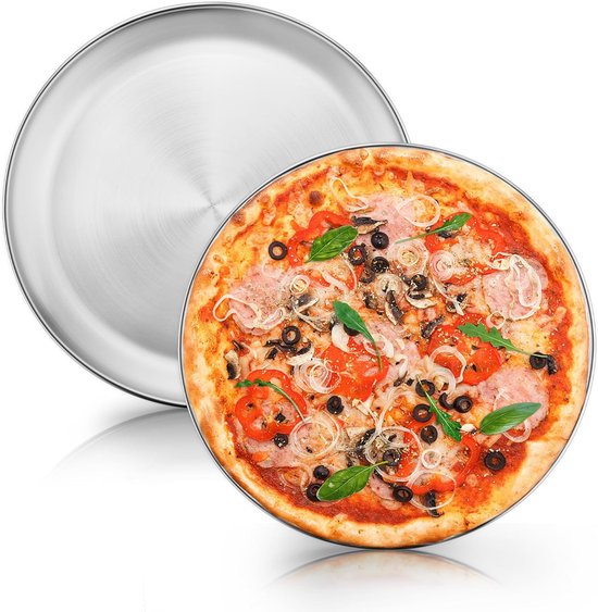 30 cm Pizzablad Rond Set van 2 Roestvrij Staal voor Pizza Flammkuchen en Crisper
