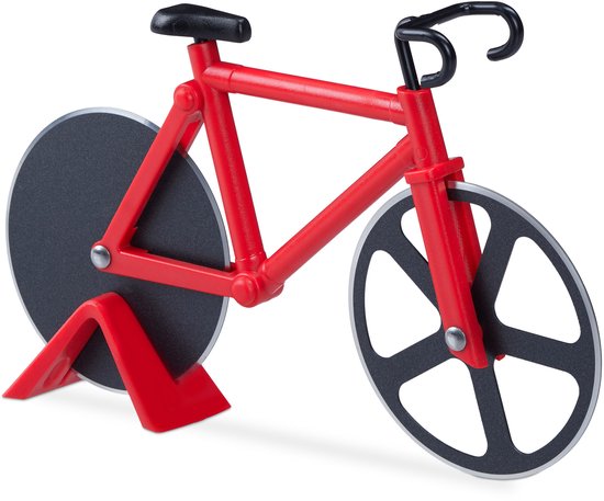10 x pizzasnijder fiets - pizzames racefiets - pizzaroller - deegroller - rood