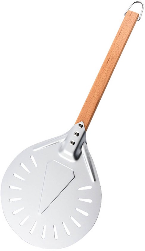 Pizzaschep - Pizza draaischep - Pizzadraaier van aluminium - Met houten handvat - 52 cm - Pizzaschep Barbecue - Pizzaschep voor zelfgemaakte - Stabiel - BBQ Accessoires - 1 Stuk