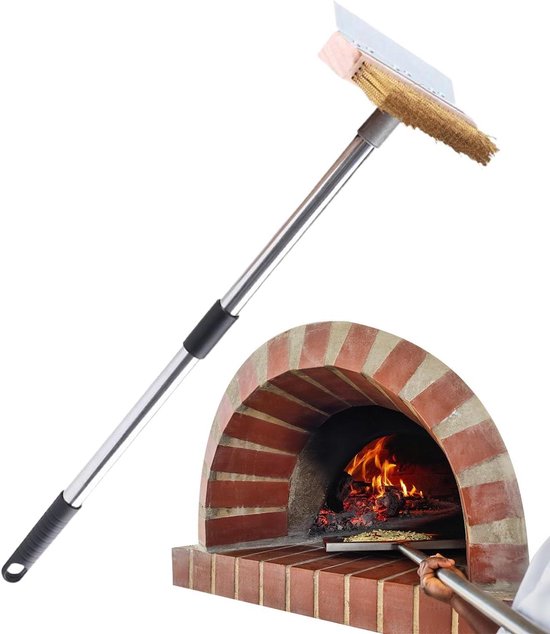 Pizza Oven Borstel - Grill Reiniger - Oven Schoonmaken - Met Schraper - 42 cm - Niet gespecificeerd
