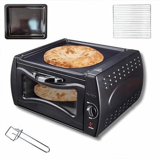 Elektrische Pizzaoven - Mini Oven - Thuis Bakken - Hoge Temperatuur Simulatie - 15 Liter - Zwart