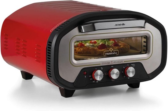 Elektrische Pizzamaker - Oven voor Pizza - Thuis Pizza Bakken - Vuurvaste Steen - 2200 Watt - Rood