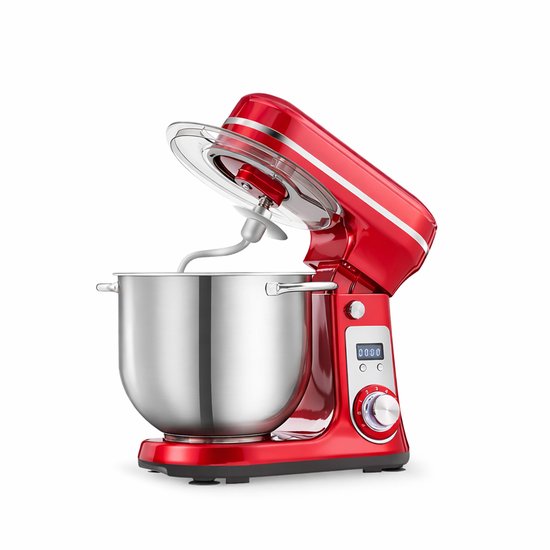 CYRO - Deegmachine - Kneedmachine - Elektrische Deegmixer - Keukenmachine - 6L - 6 Versnellingen - RVS - Stille Motor - Rood