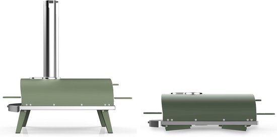 ZiiPa Pizza Oven Piana - Houtgestookt - Met Thermometer - Eucalyptus - Geschikt voor Ø 30 cm Pizza's - Roterende Pizzasteen voor Gelijkmatige Bakresultaten - Snel en Efficiënt