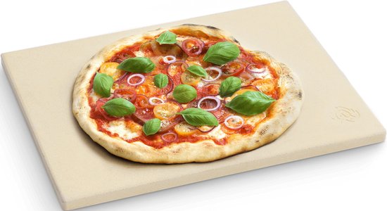 BURNHARD® Cordieriet Pizzasteen, 38x30x1,5 cm, hittebestendig, gelijkmatige warmteverdeling, knapperige bodem, voor oven & grill – Deluxe Pizzasteen
