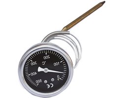 Pizza Oven Thermometer - Temperatuurmeter Oven - Bakken Meten - Roestvrijstaal Capillair - 60mm Diameter - Zilverkleurig
