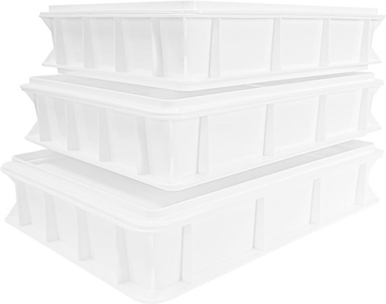 Pizzadeegbox Set - Deegbakken - Deeg Laten Rijzen - Stapelbaar Ontwerp - 3 Stuks 40cm - Transparant
