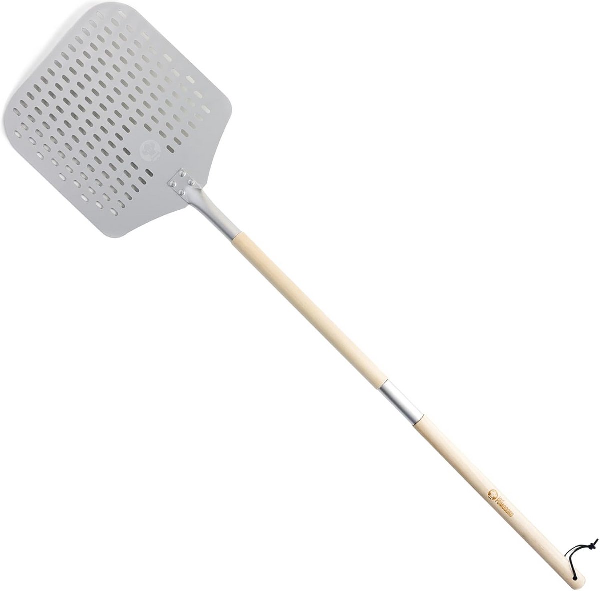 Pizza Peel 12x14 inch - Perforated Aluminum Paddle with Extendable Handle for Homemade Pizza