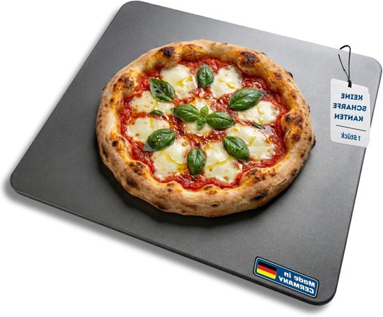 Bakstaal Plaat - Pizzaplaat Bakplaat - Brood en Pizza Bakken - Zonder Scherpe Randen - 38 x 33 cm - Grijs