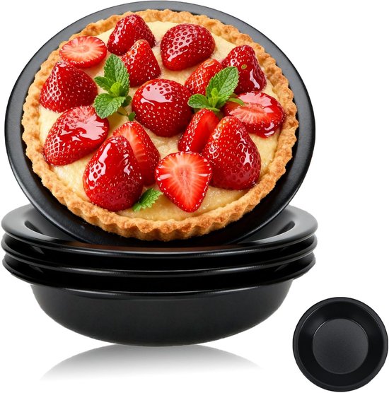 4 Pack Mini Pie Pan Set for Baking, 13 cm Small Cake Bake Tins, Nonstick Carbon Steel Round Cake Pan, Individual Baking Dish Plates for Oven & Pot Bake Chicken Pot Quiches, Apple Pies, Cookies