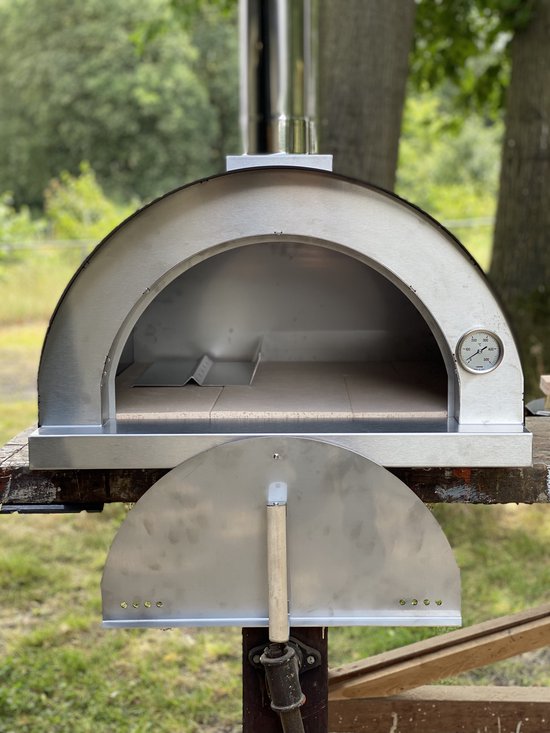 BEEK - Classico 70 - pizzaoven inclusief Hoes Pizzaschep en ovenborstel - houtgestookt - Zwart - tot 2 pizza's tegelijk